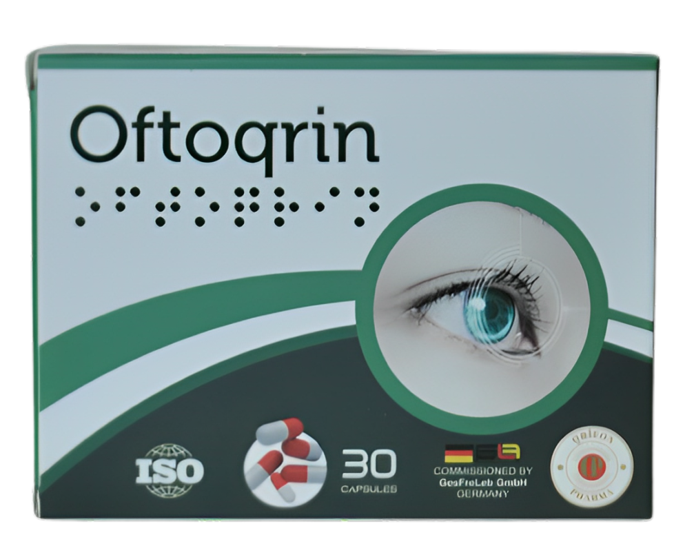 Oftoqrin eye supplement packaging