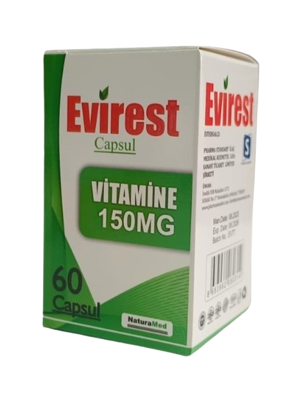 Evirest vitamin E supplement packaging